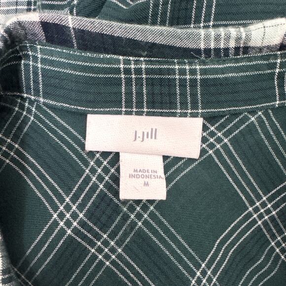 J. Jill Plaid Long Sleeve Button Front Tunic Top Shirt Green sz M - Picture 7 of 7